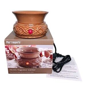 NEW Vtg Pier 1 Imports Brown Ceramic Electric Fragrance Oil / Wax Melts Warmer